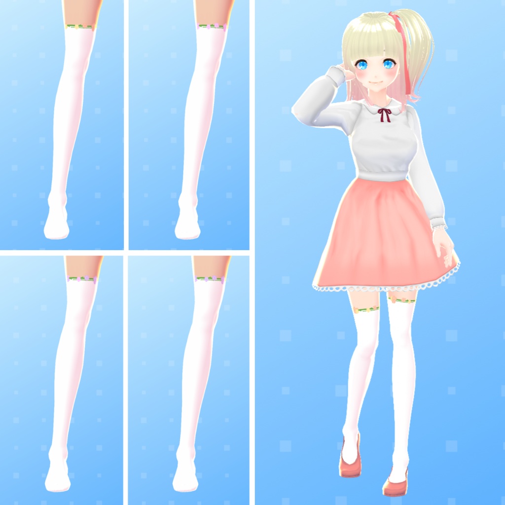 【VRoid】 Bunny And Flower Socks Set