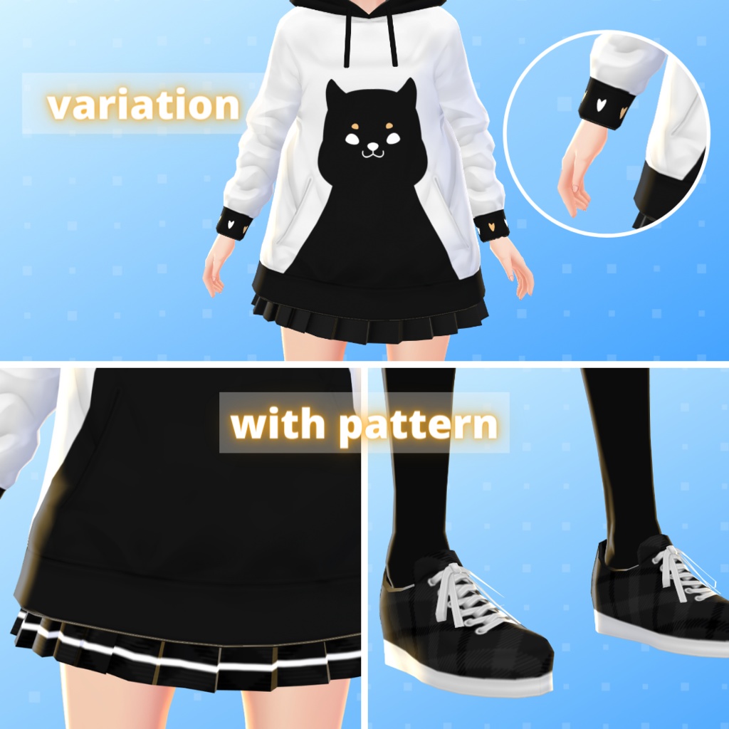 【VRoid】 Cat And Dog Hoodies Set