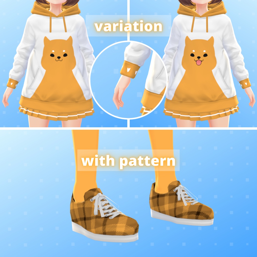 【VRoid】 Cat And Dog Hoodies Set