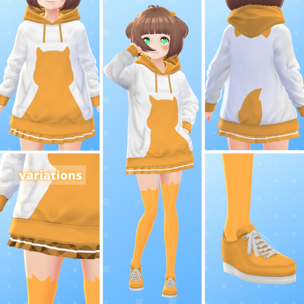 【VRoid】 Cat And Dog Hoodies Set