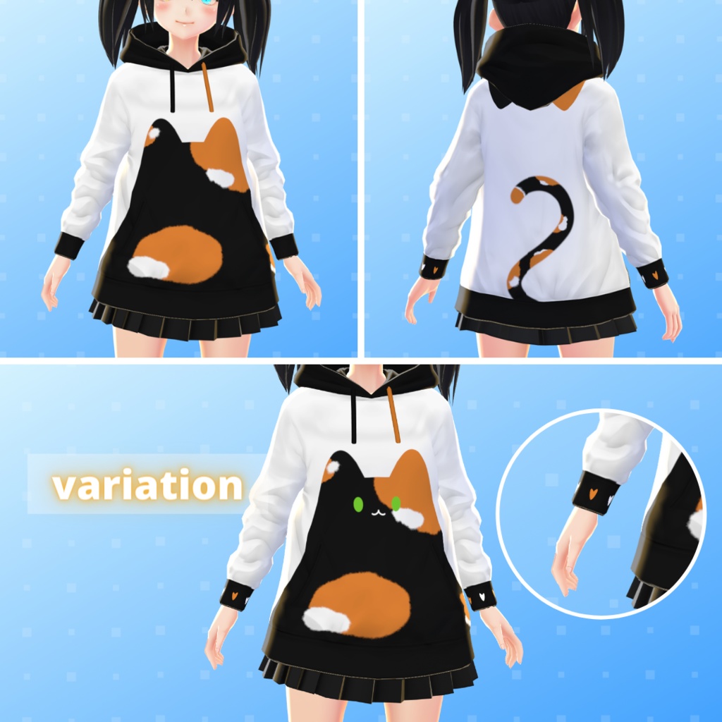 【VRoid】 Cat And Dog Hoodies Set