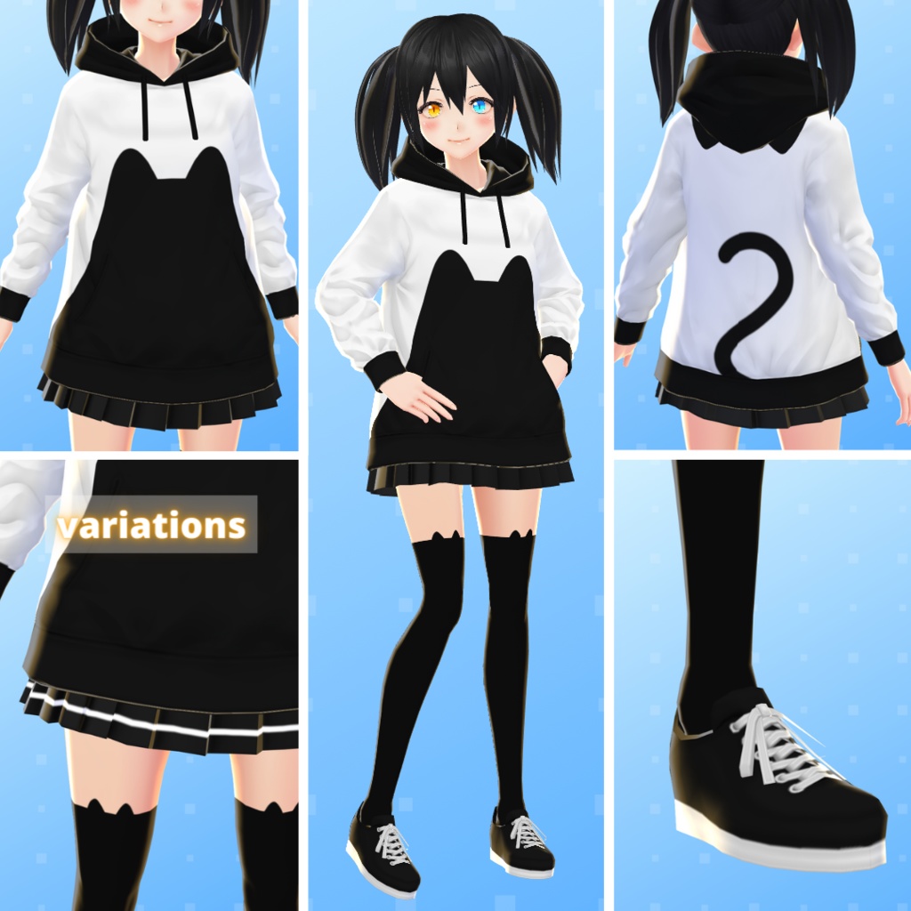 【VRoid】 Cat And Dog Hoodies Set