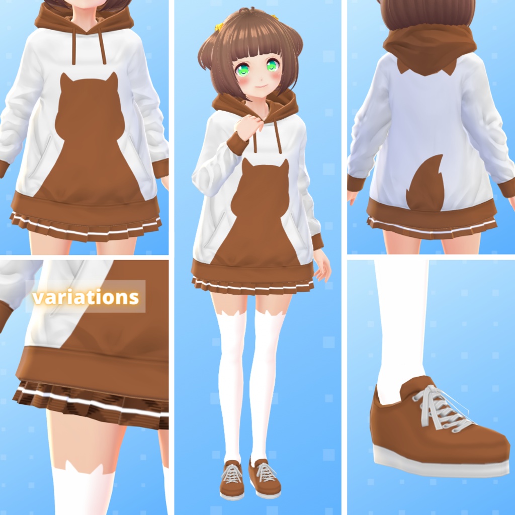 【VRoid】 Cat And Dog Hoodies Set
