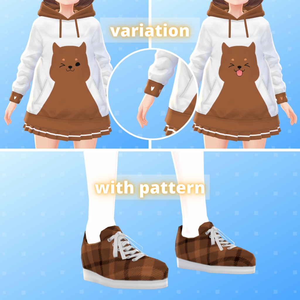 【VRoid】 Cat And Dog Hoodies Set