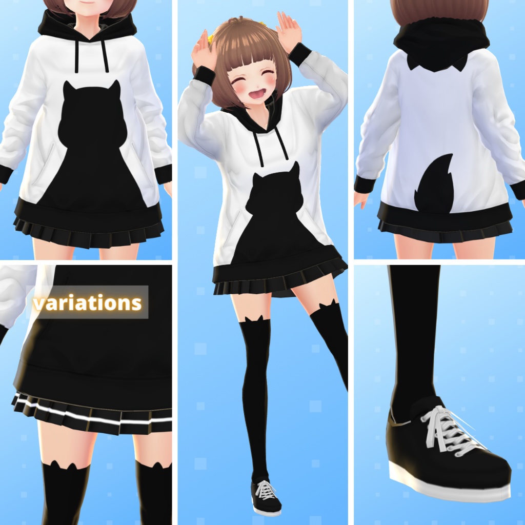 【VRoid】 Cat And Dog Hoodies Set