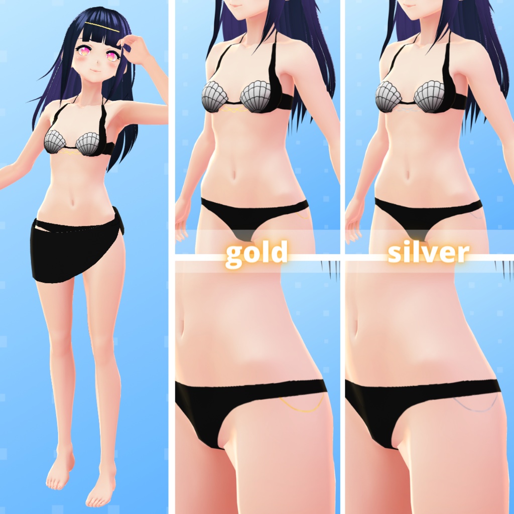 【VRoid】 Mermaid Bikini & Pareo Set