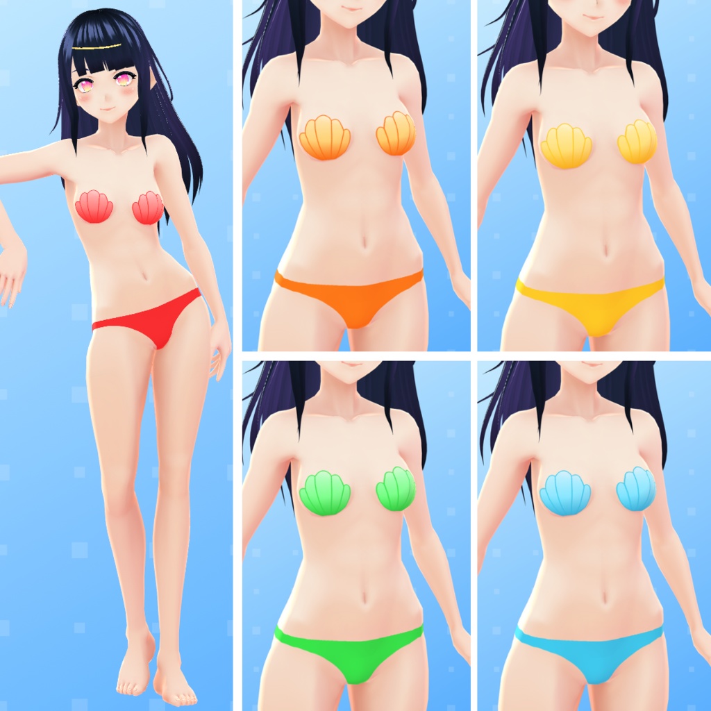 【VRoid】 Mermaid Bikini & Pareo Set