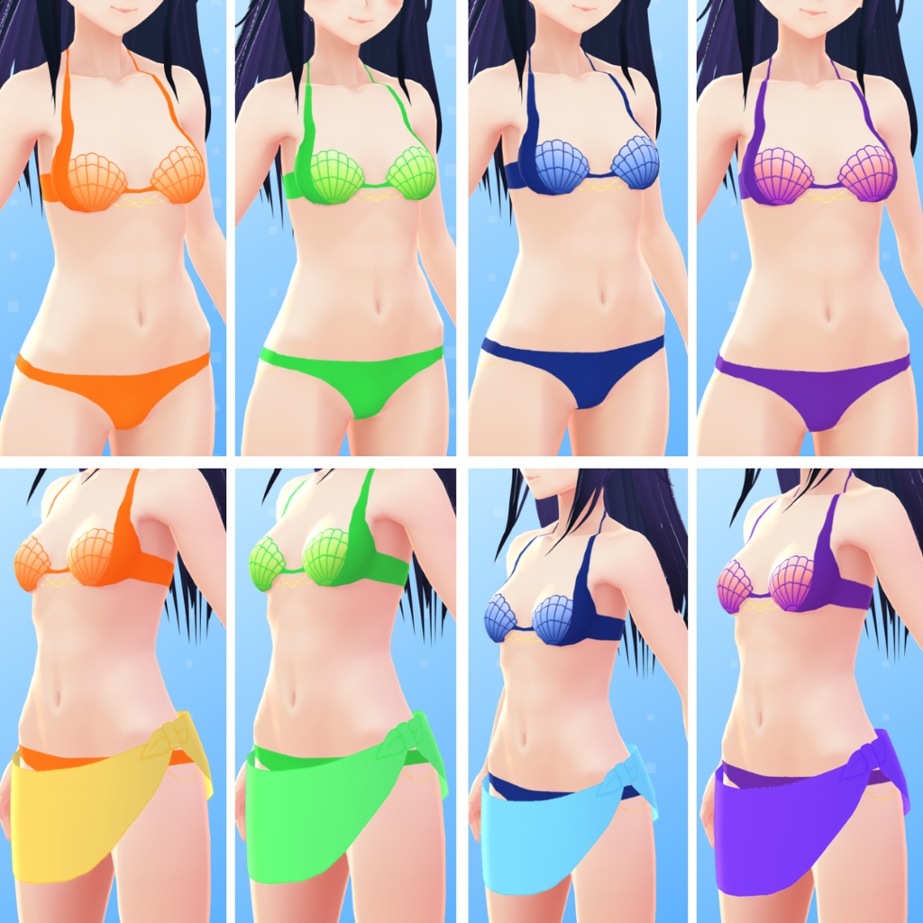 【VRoid】 Mermaid Bikini & Pareo Set