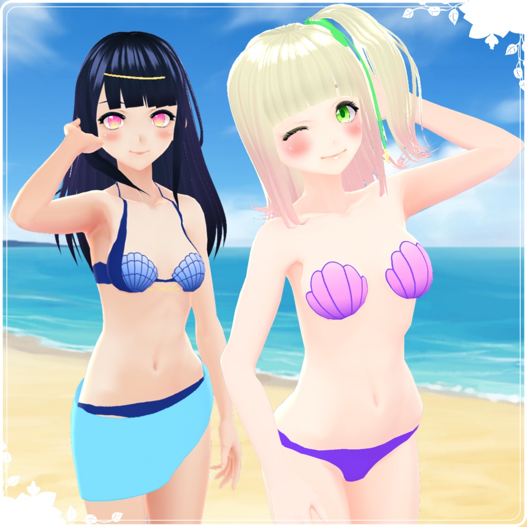 【VRoid】 Mermaid Bikini & Pareo Set