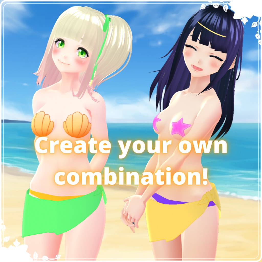 【VRoid】 Mermaid Bikini & Pareo Set