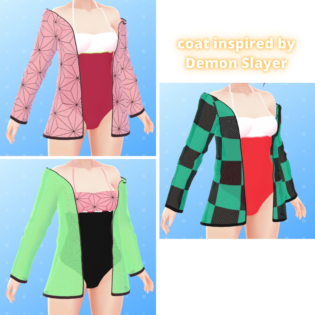 【VRoid】 Demon Slayer Swimsuit Set