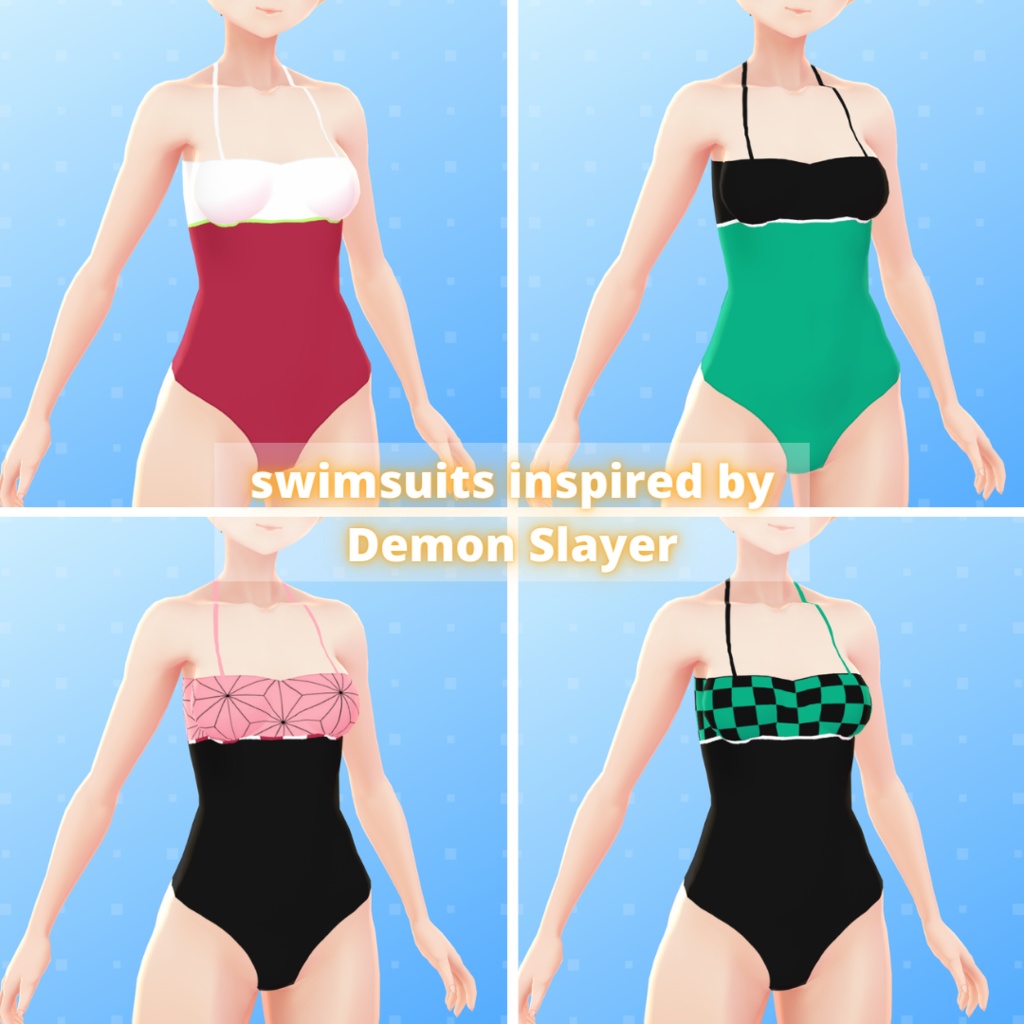 【VRoid】 Demon Slayer Swimsuit Set