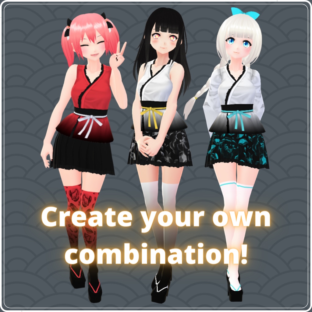 【VRoid】 Kimono and Skirt Set