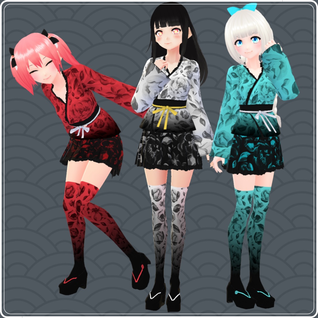 【VRoid】 Kimono and Skirt Set