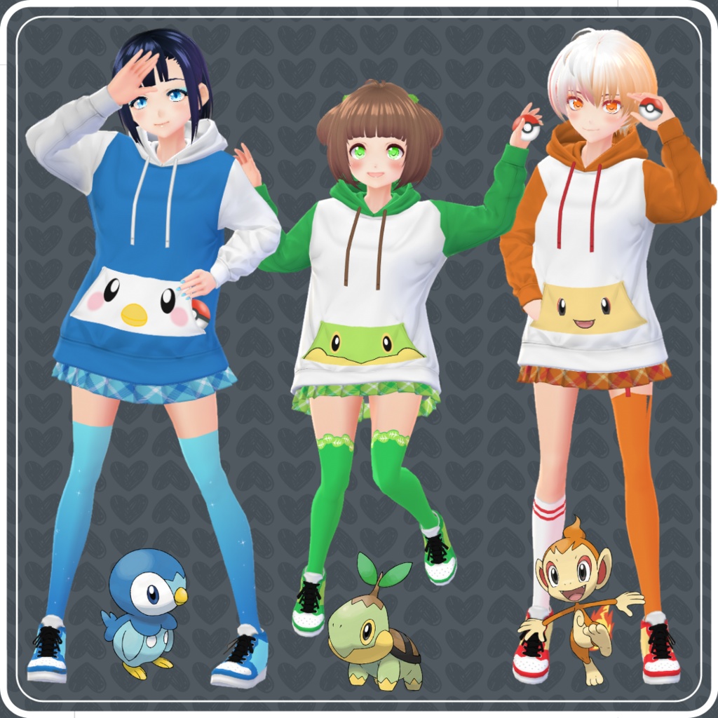 【VRoid】 Pokémon Diamond and Pearl Hoodies Set 