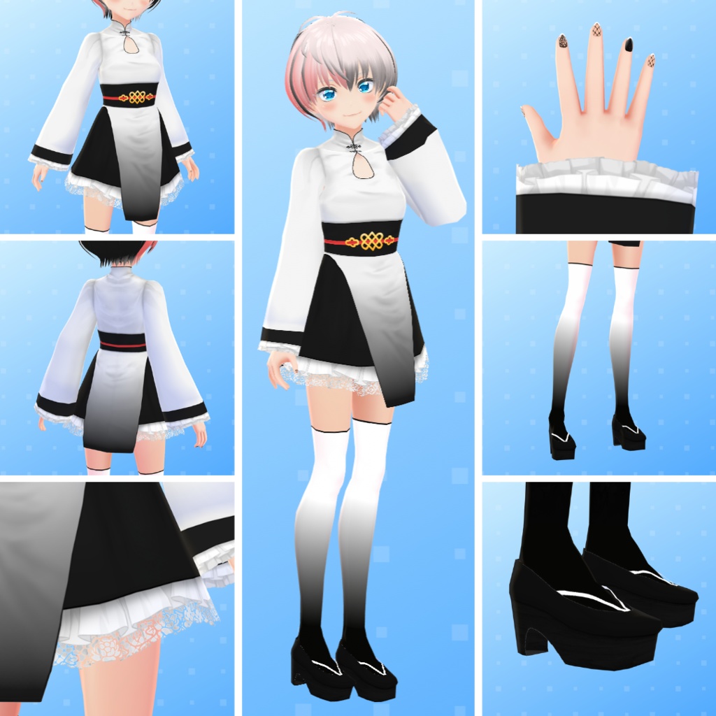 【VRoid】 Cheongsam and Skirt Inspired Set
