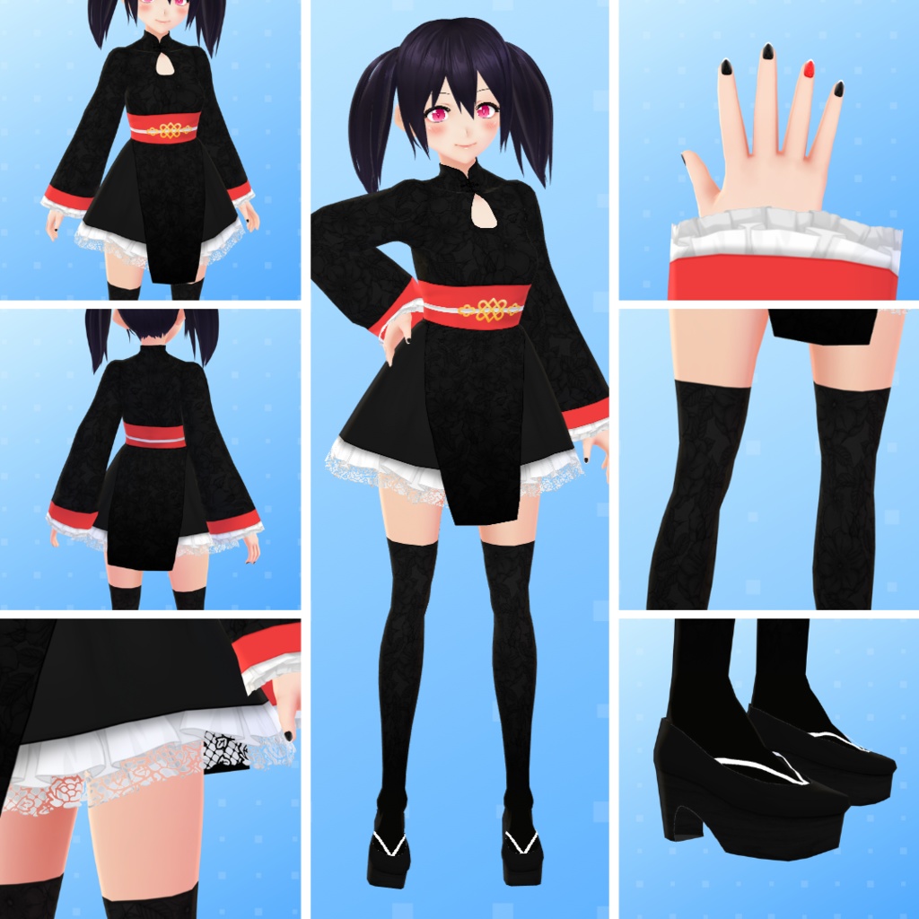 【VRoid】 Cheongsam and Skirt Inspired Set