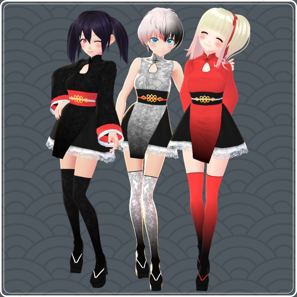 【VRoid】 Cheongsam and Skirt Inspired Set