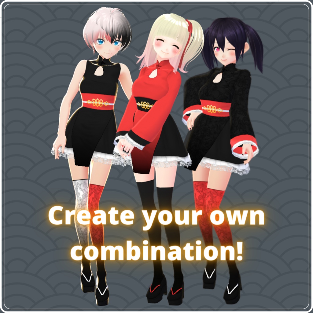 【VRoid】 Cheongsam and Skirt Inspired Set