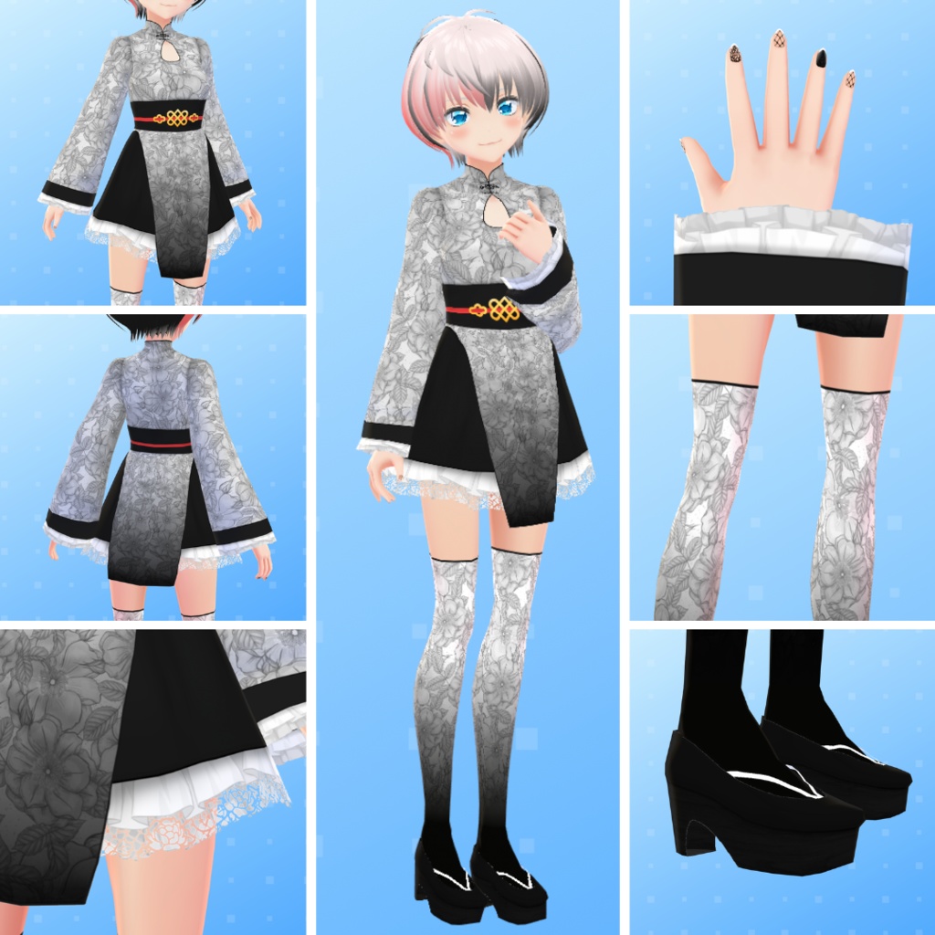 【VRoid】 Cheongsam and Skirt Inspired Set