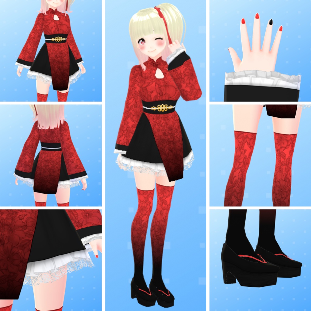【VRoid】 Cheongsam and Skirt Inspired Set