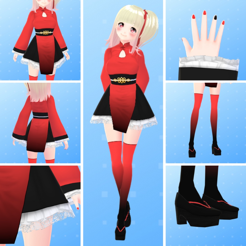 【VRoid】 Cheongsam and Skirt Inspired Set