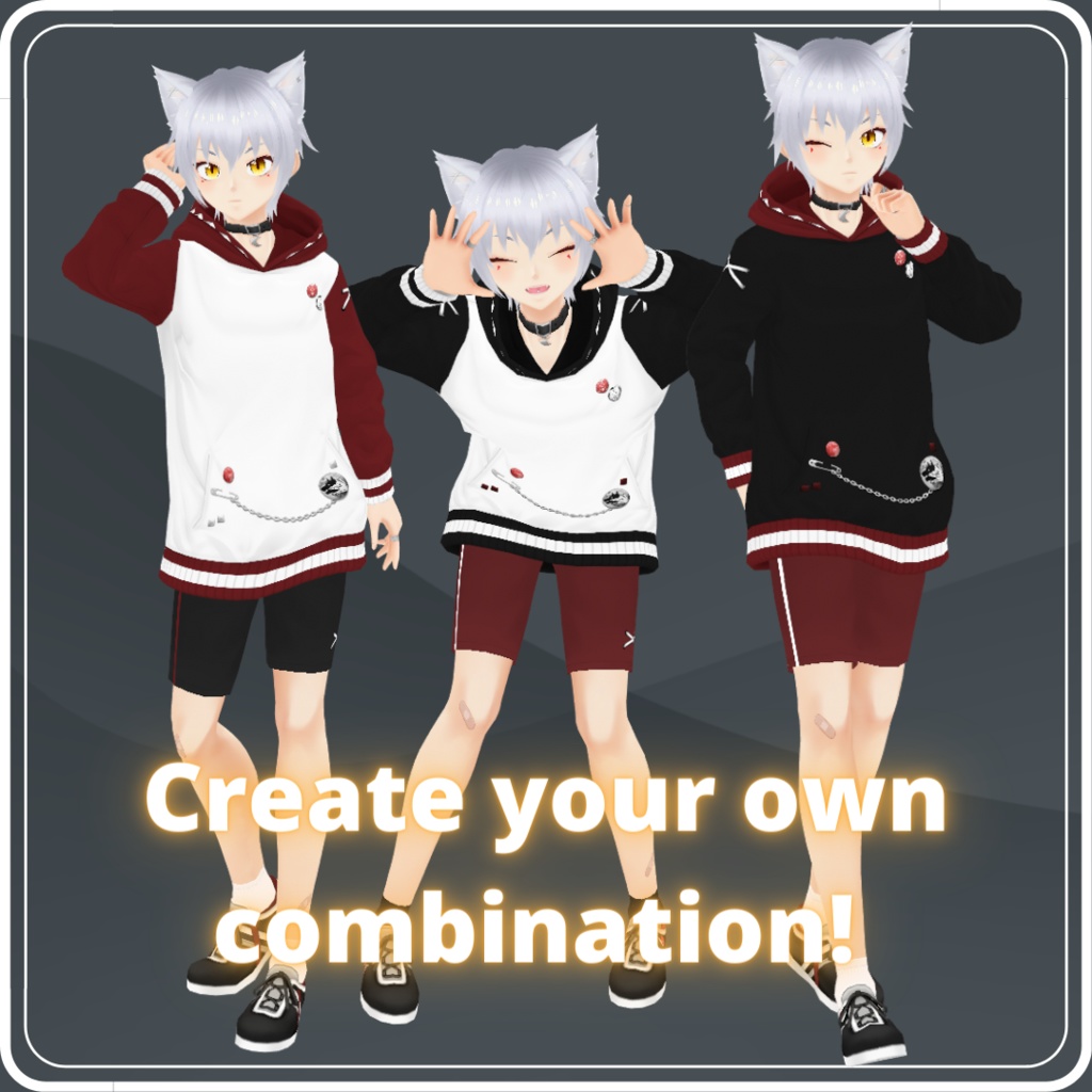 【VRoid】 Kai - VRoid Model and Wolf Hoodies Set