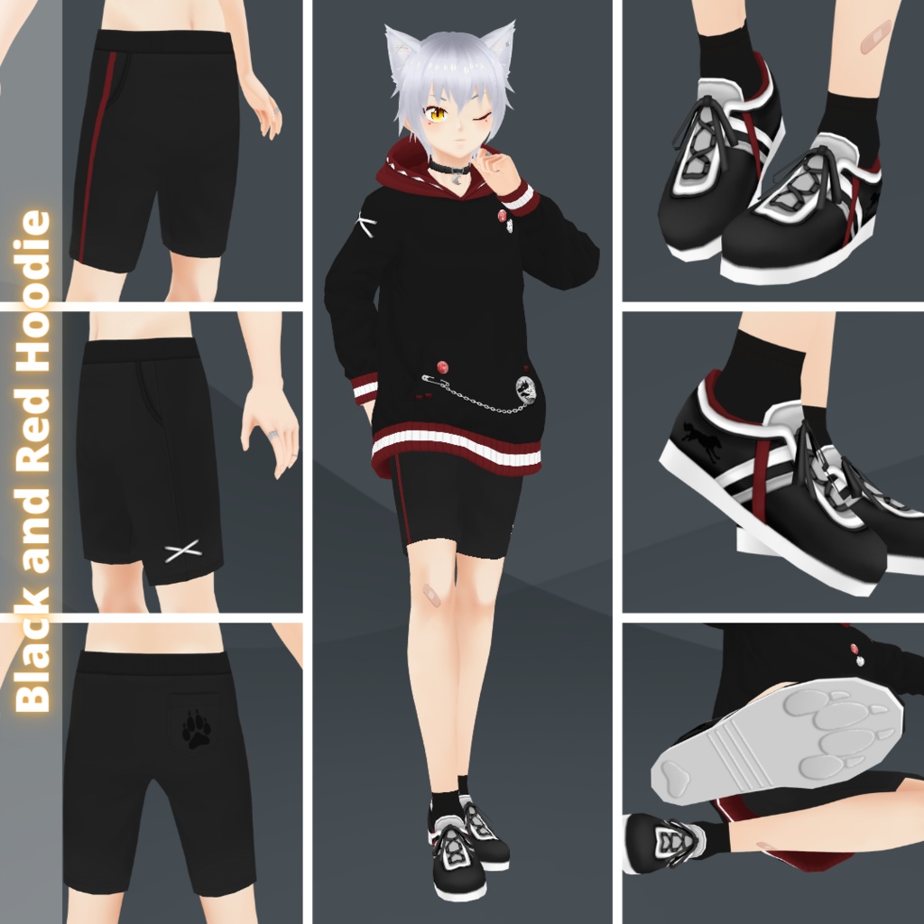【VRoid】 Kai - VRoid Model and Wolf Hoodies Set