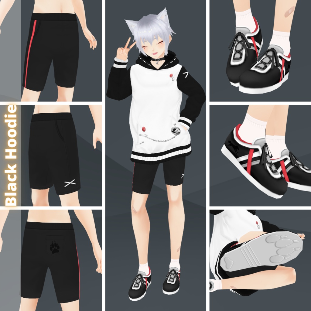 【VRoid】 Kai - VRoid Model and Wolf Hoodies Set