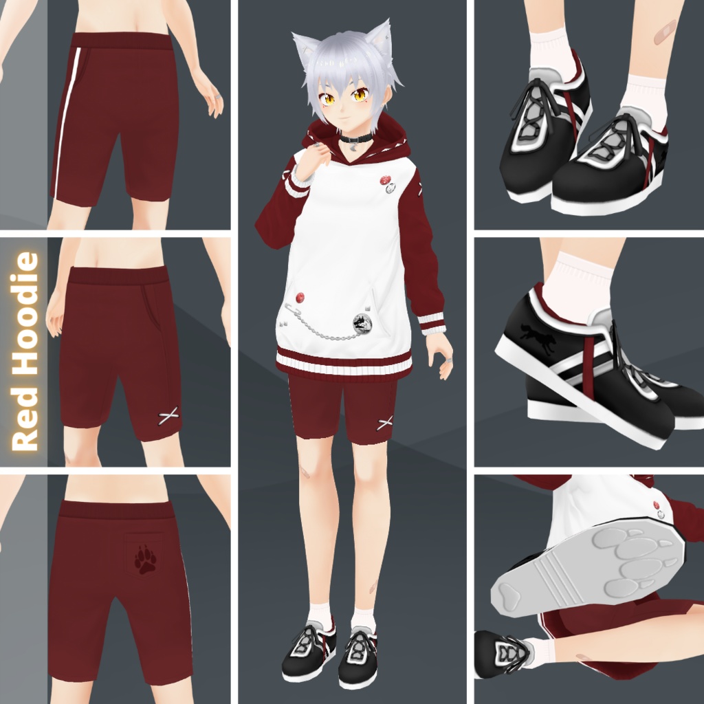 【VRoid】 Kai - VRoid Model and Wolf Hoodies Set