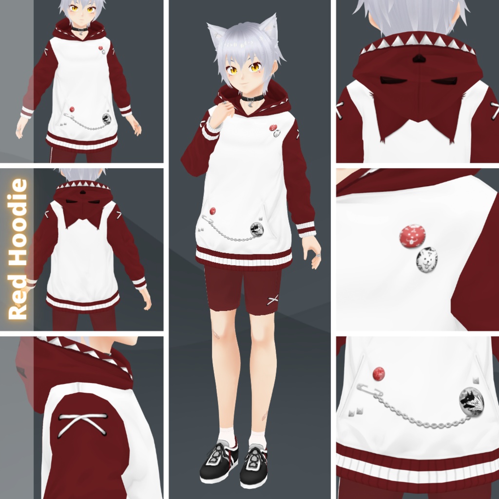 【VRoid】 Kai - VRoid Model and Wolf Hoodies Set