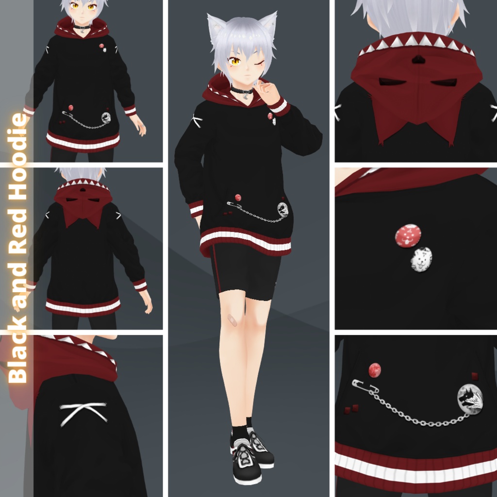 【VRoid】 Kai - VRoid Model and Wolf Hoodies Set