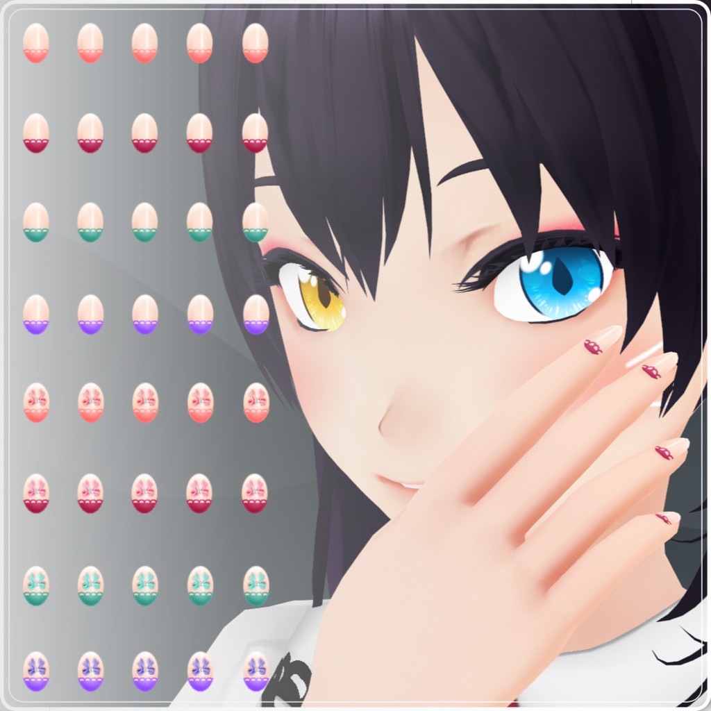 【VRoid】 Cute, Flowers and Bunnies Nails Set - Spring 2024