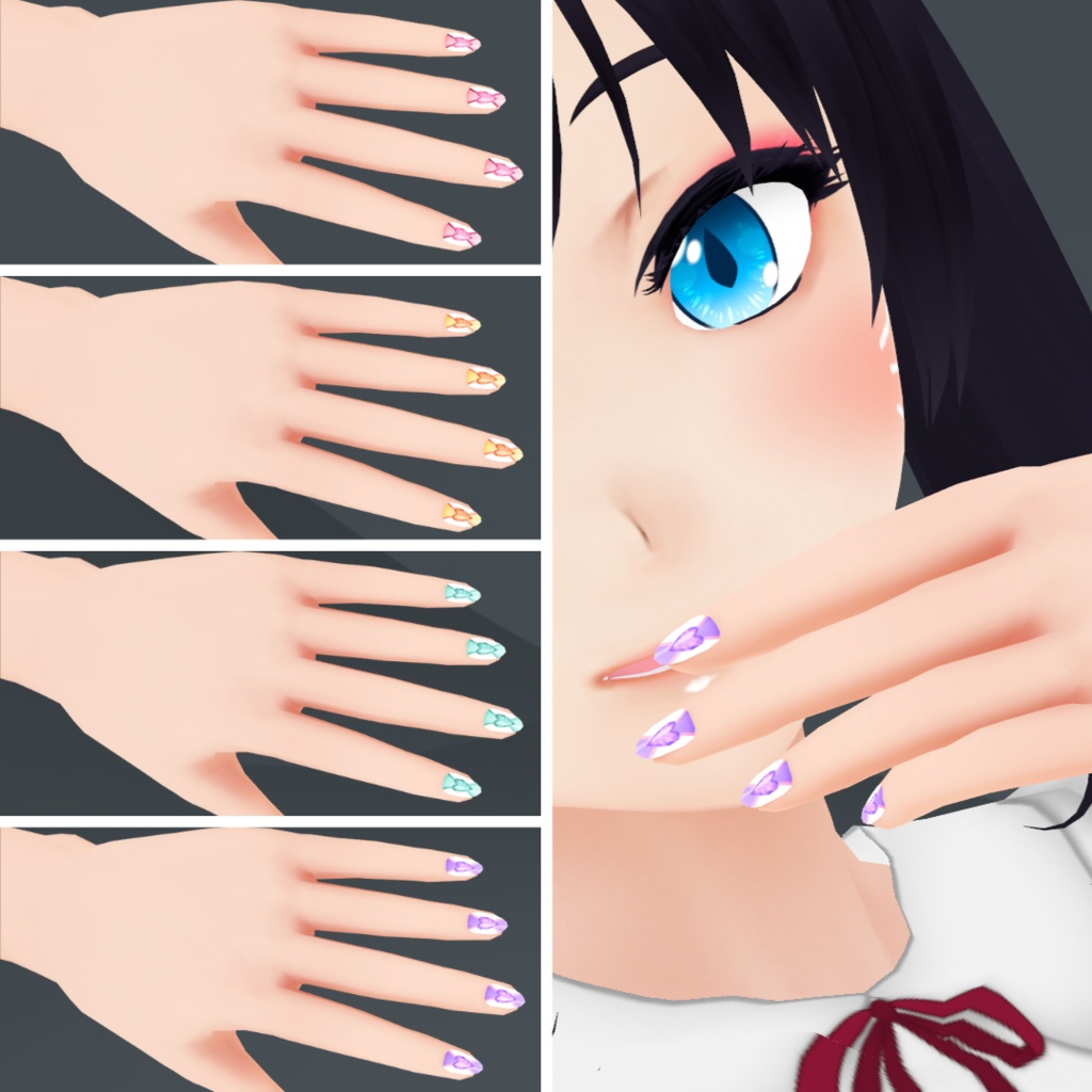 【VRoid】 Cute, Flowers and Bunnies Nails Set - Spring 2024