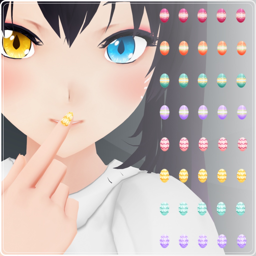 【VRoid】 Cute, Flowers and Bunnies Nails Set - Spring 2024