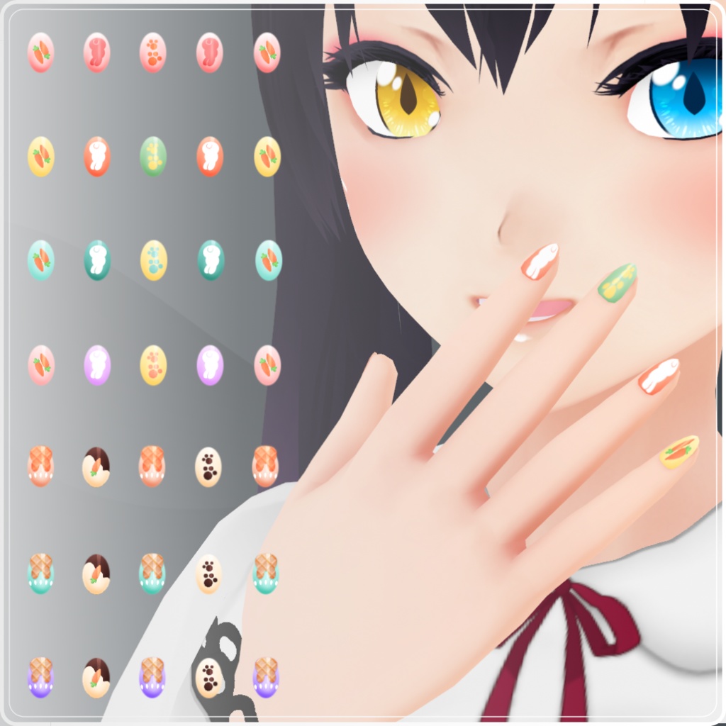 【VRoid】 Cute, Flowers and Bunnies Nails Set - Spring 2024