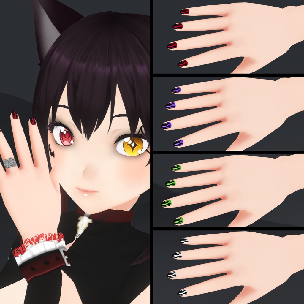 【VRoid】 Cute and Creepy Nails Set - Halloween 2024