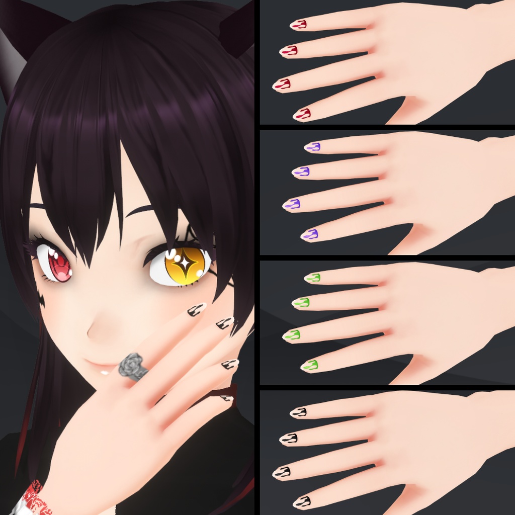 【VRoid】 Cute and Creepy Nails Set - Halloween 2024