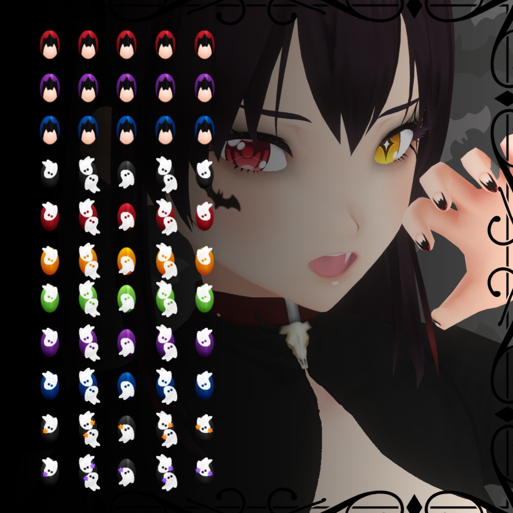 【VRoid】 Cute and Creepy Nails Set - Halloween 2024