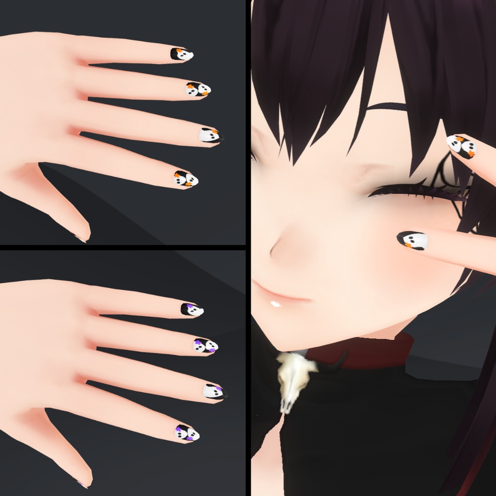 【VRoid】 Cute and Creepy Nails Set - Halloween 2024