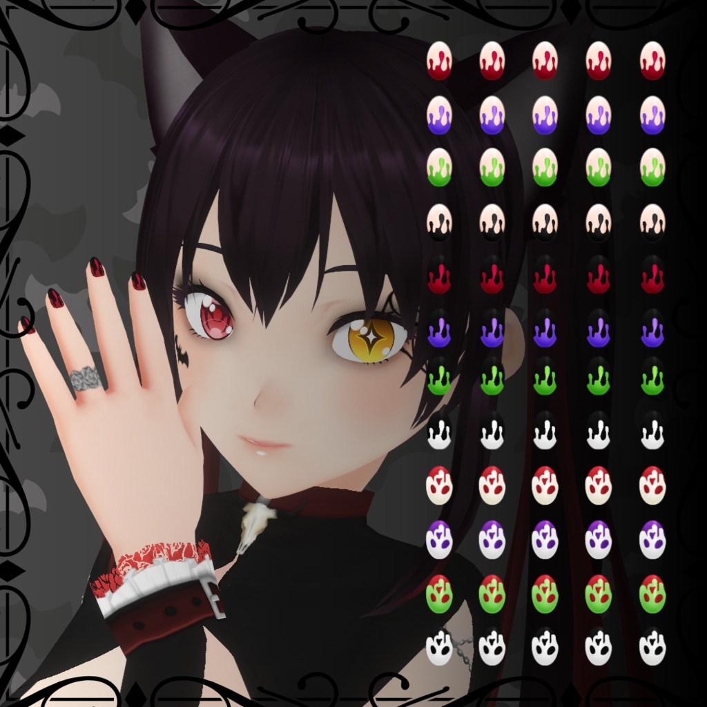 【VRoid】 Cute and Creepy Nails Set - Halloween 2024