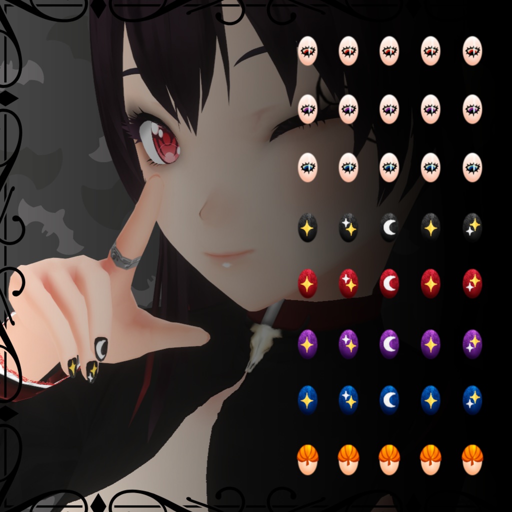 【VRoid】 Cute and Creepy Nails Set - Halloween 2024