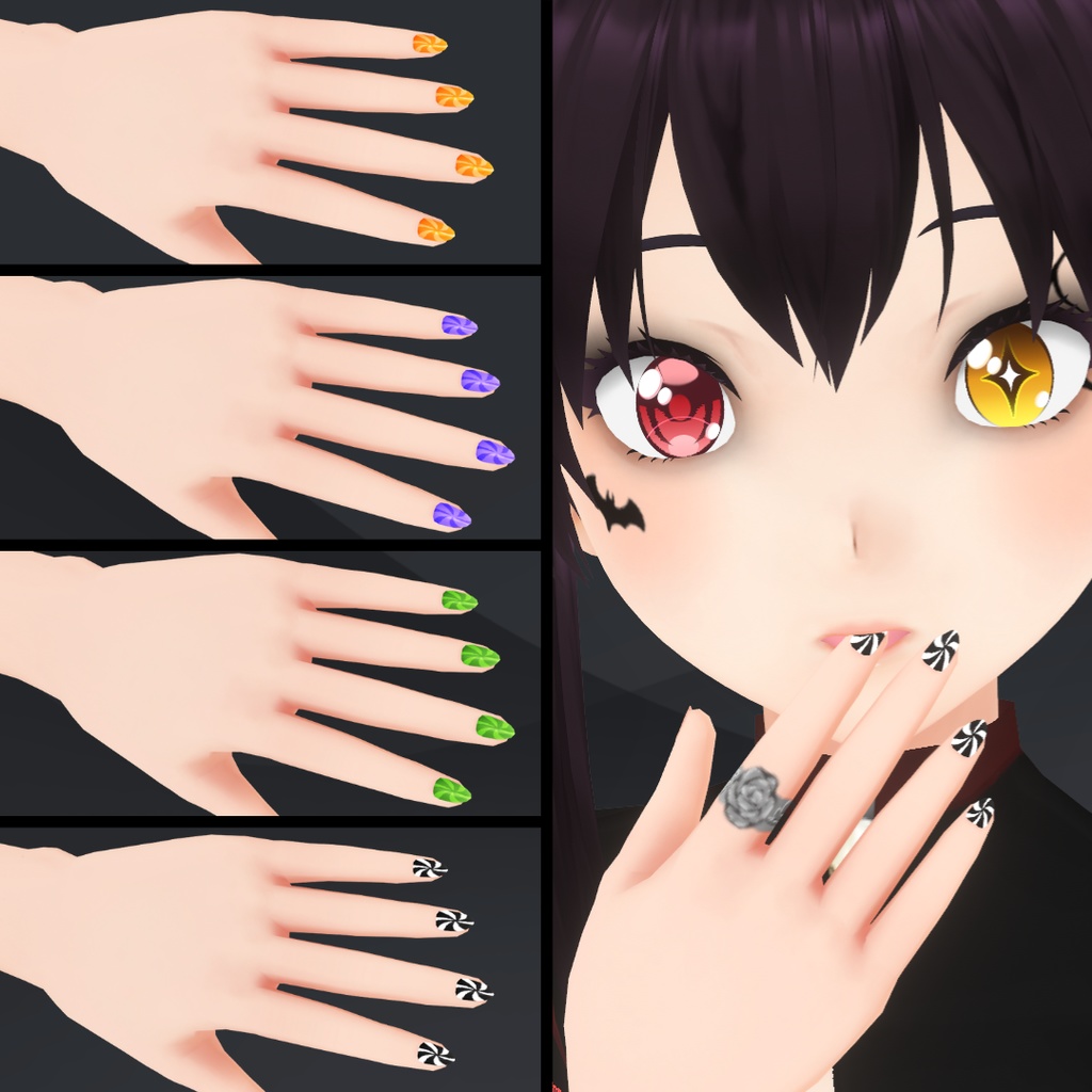 【VRoid】 Cute and Creepy Nails Set - Halloween 2024