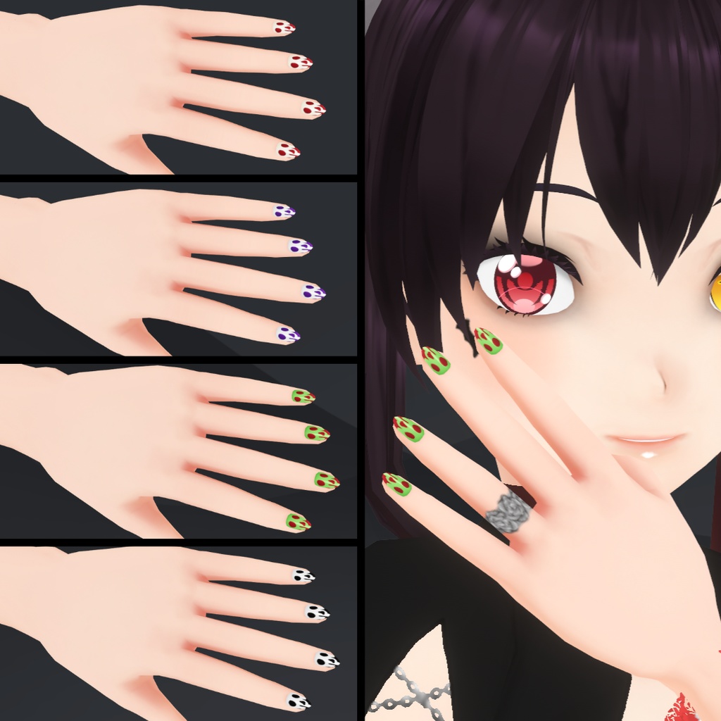 【VRoid】 Cute and Creepy Nails Set - Halloween 2024
