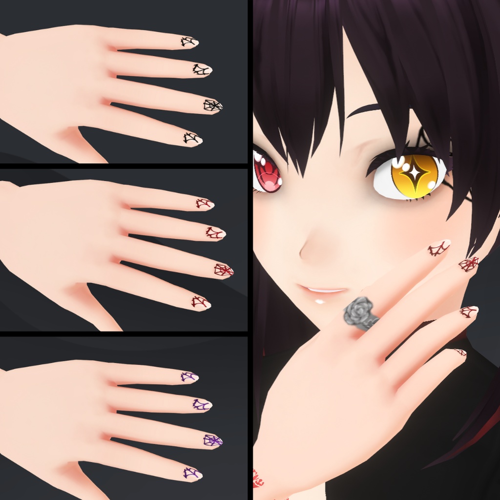 【VRoid】 Cute and Creepy Nails Set - Halloween 2024