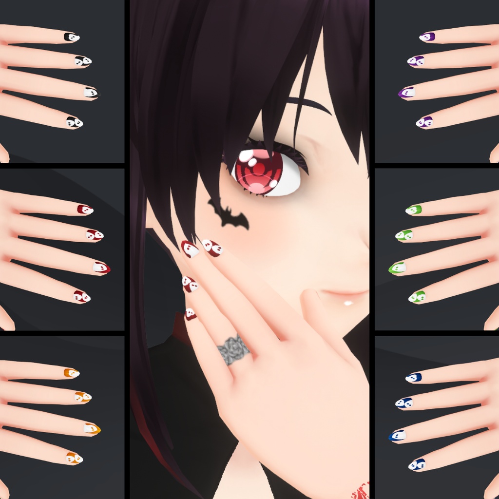 【VRoid】 Cute and Creepy Nails Set - Halloween 2024