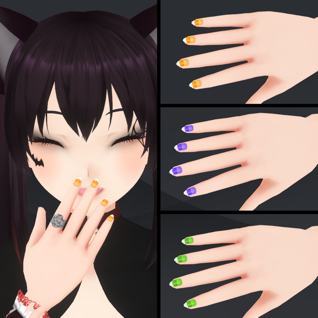 【VRoid】 Cute and Creepy Nails Set - Halloween 2024