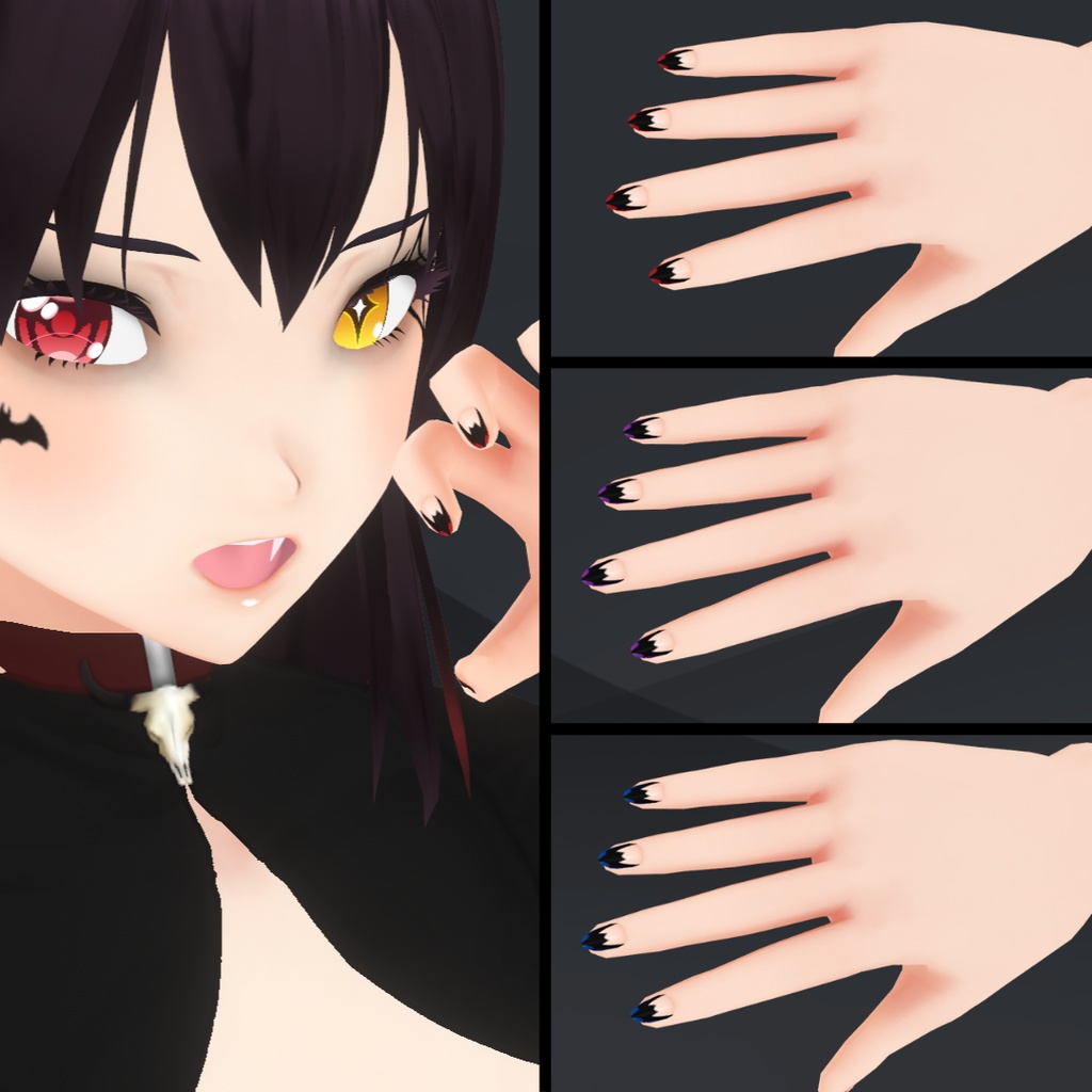 【VRoid】 Cute and Creepy Nails Set - Halloween 2024
