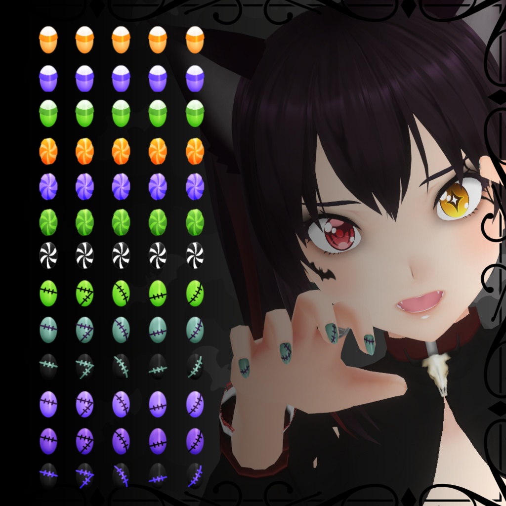 【VRoid】 Cute and Creepy Nails Set - Halloween 2024