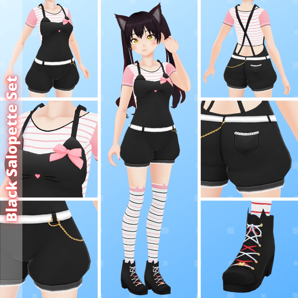 【VRoid】 Kitty Salopette Set - Spring 2025